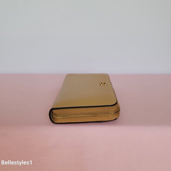 COACH Smooth Leather Zip-Around Accordion Wallet with Back-Slip Pocket-Tan color - Picture 10 of 16